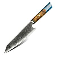 Nože Kiritsuke 20cm a 15cm Damašková ocel 67/dřevo & smaragdová pryskyřice UG Grill