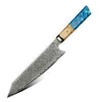 Nůž Kiritsuke 20,5/33cm Damašková ocel 67/dřevo &amp; modrá pryskyřice UG