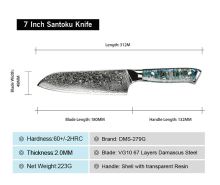 Nůž Santoku 18/31cm Damašková ocel 67/přírodní perleť Abalone UG Grill