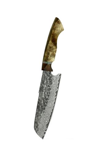 Nůž Santoku 12/25cm Damašková ocel 67/Burl dřevo a Eben UG Grill