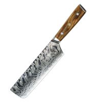 Nůž Nakiri 18cm Damašková ocel 45/olivové dřevo UG