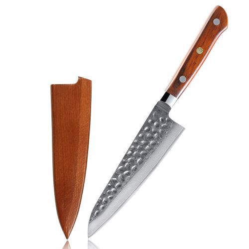 Nůž Petty hammer 13,9/25cm s pouzdrem Damašková ocel 67/dřevo palisandr UG Grill