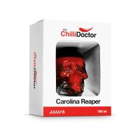 Dárkové balení Carolina Reaper chilli mash 100ml ve skleněné lebce TheChilliDoctor