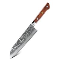 Nůž Santoku hammer 18,5/32cm s pouzdrem Damašková ocel 67/dřevo palisandr UG Grill