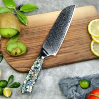 Nůž Santoku 18cm Damašková ocel 67/přírodní perleť Abalone UG Grill