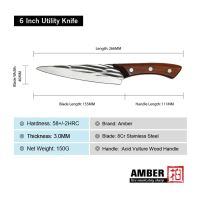 Nůž Utility 15,5/27cm Nerezová ocel/Acid vulture dřevo UG Grill