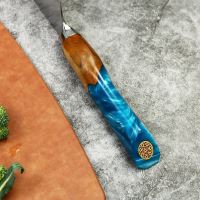 Nůž Kiritsuke 20,2/33cm Damašková ocel 67/modrá pryskyřice & dřevo UG Grill