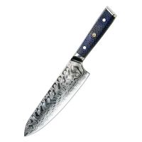 Nůž Chef 20cm Damašková ocel 67/med modrá pryskyřice UG Grill