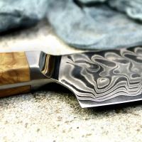 Nůž Nakiri 18cm Damašková ocel 45/olivové dřevo UG Grill