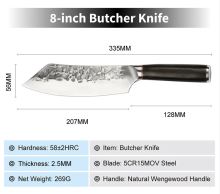 Nůž Butcher 20,7/34cm Uhlíková ocel/dřevo pakkawood UG Grill