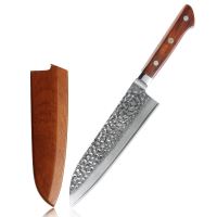Nůž Santoku hammer 18,5/32cm s pouzdrem Damašková ocel 67/dřevo palisandr UG Grill