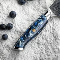 Nůž Chef 20,7/35cm Damašková ocel 67/oceánská modrá pryskyřice UG Grill